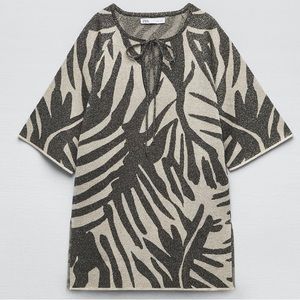 ZARA NWT LEAF JACQUARD KNIT TUNIC M